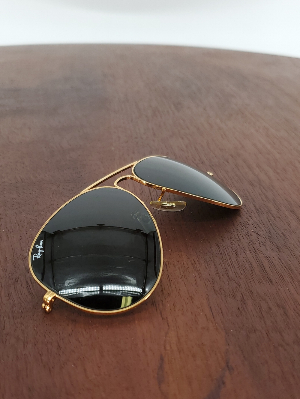 Vintage Ray-Ban Gold Frame Black Lens Aviator Sunglasses *Needs New Arms
